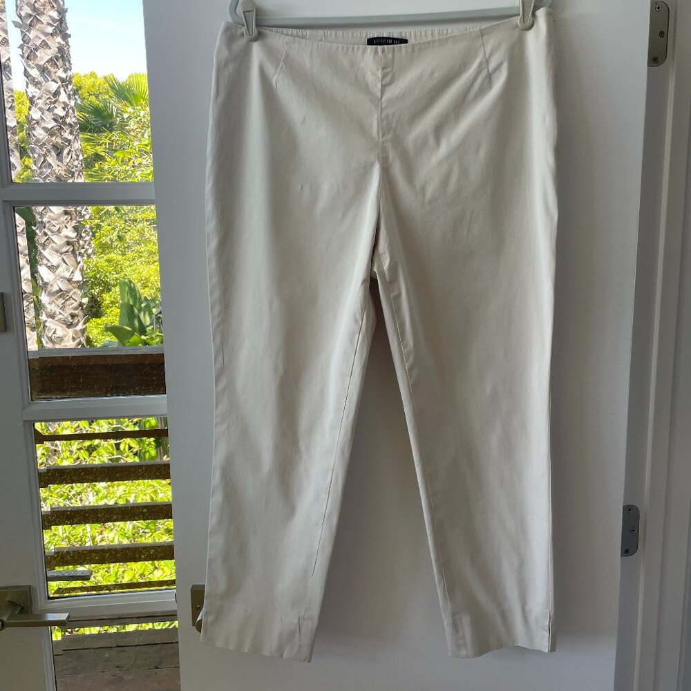 Lafayette 148 New York Ankle Pants with Side Zipper in Beige,‎ Size 14